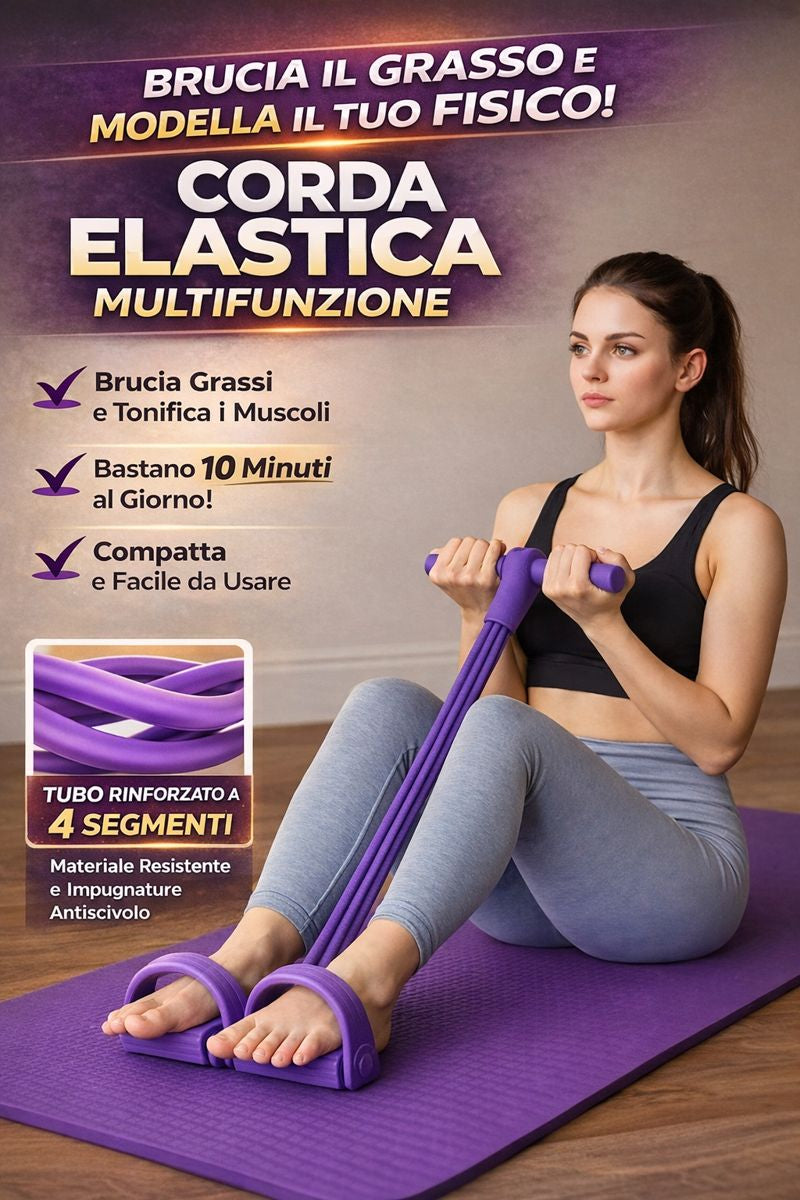 Attrezzo Fitness a Pedale con 4 Elastici