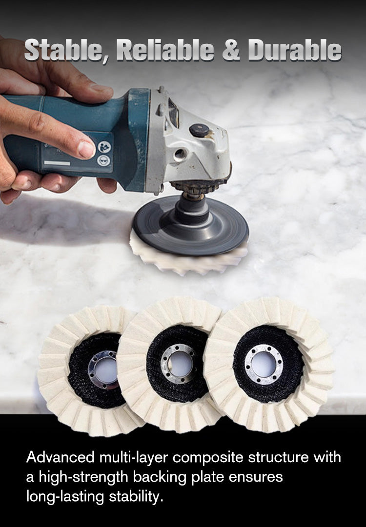 Disco di lucidatura a lamelle in feltro di lana