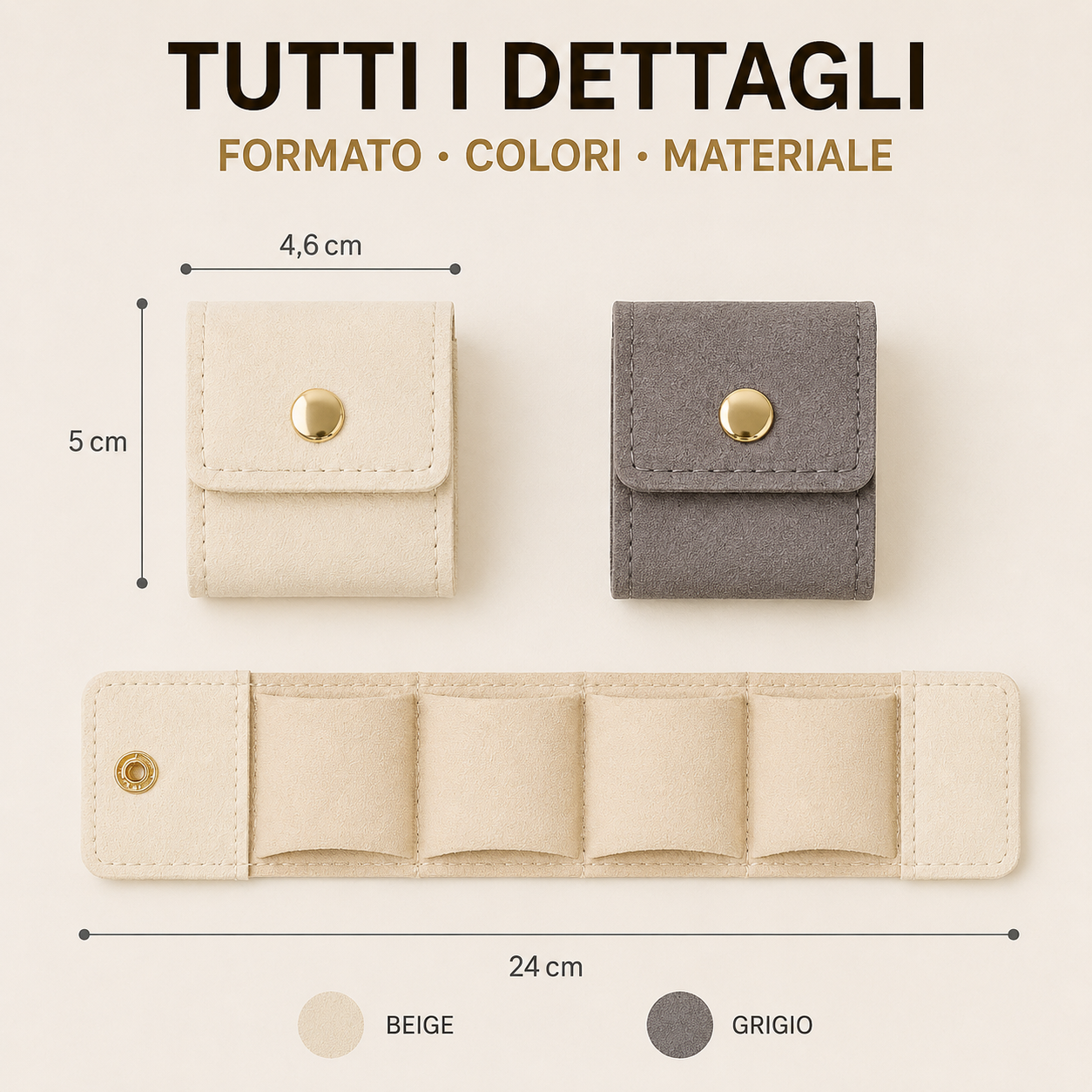 Custodia Pieghevole Portatile per Anelli, Orecchini e Catenine
