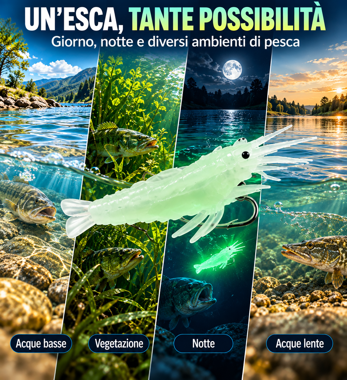 Esca Gambero Artificiale Fosforescente ️🎣