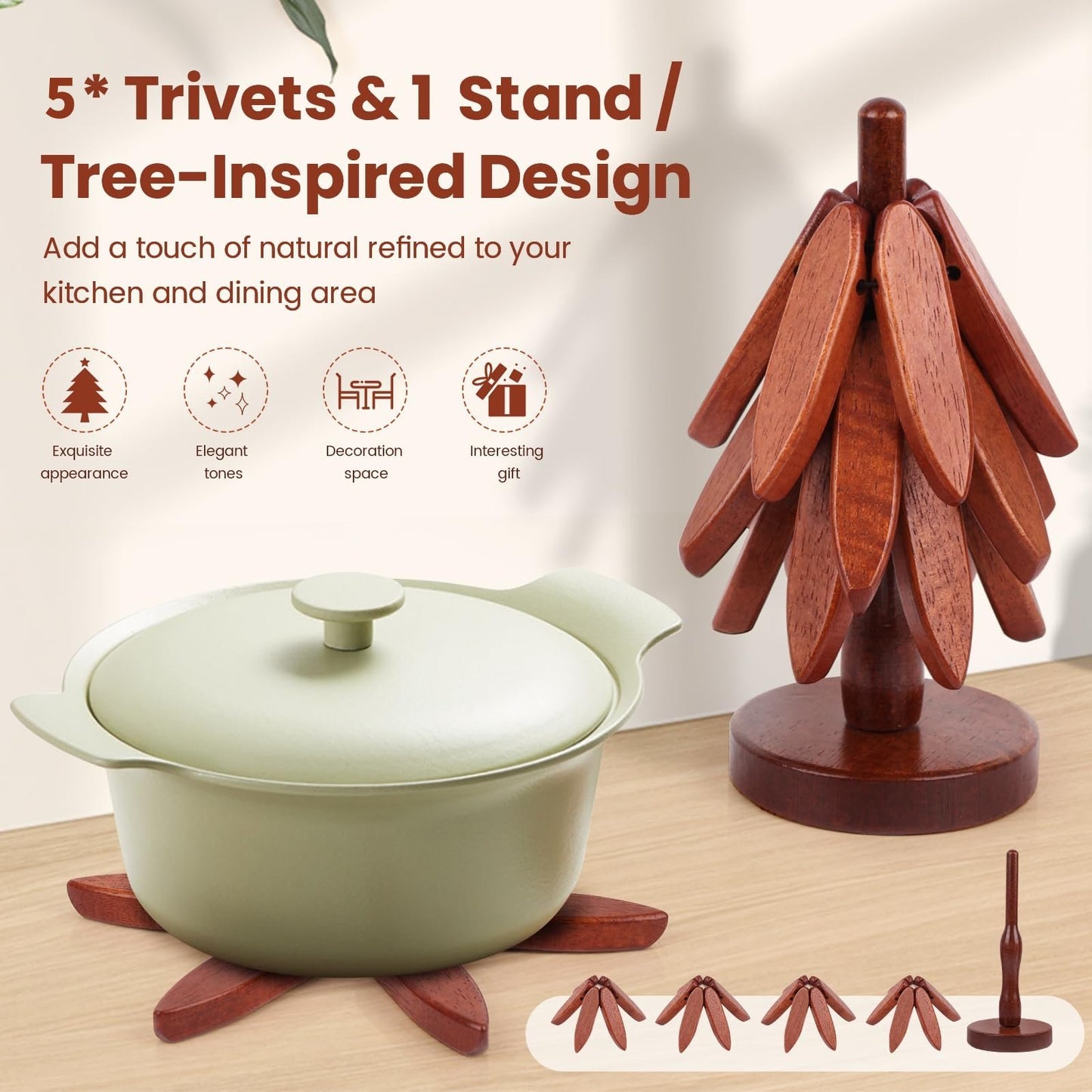 Sottopentola in Legno a Forma di Albero