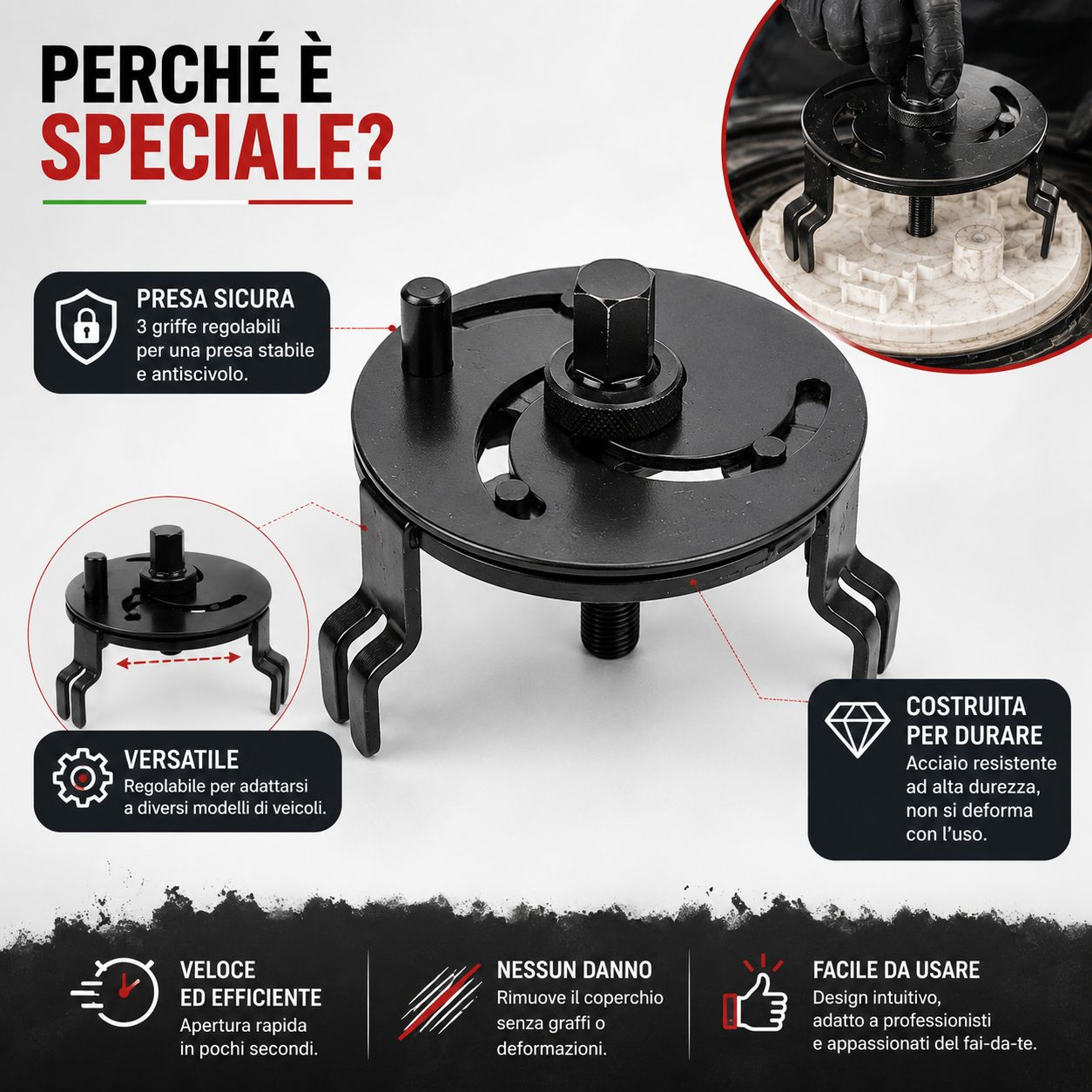 🔧Chiave a 3 ganasce per tappo carburante