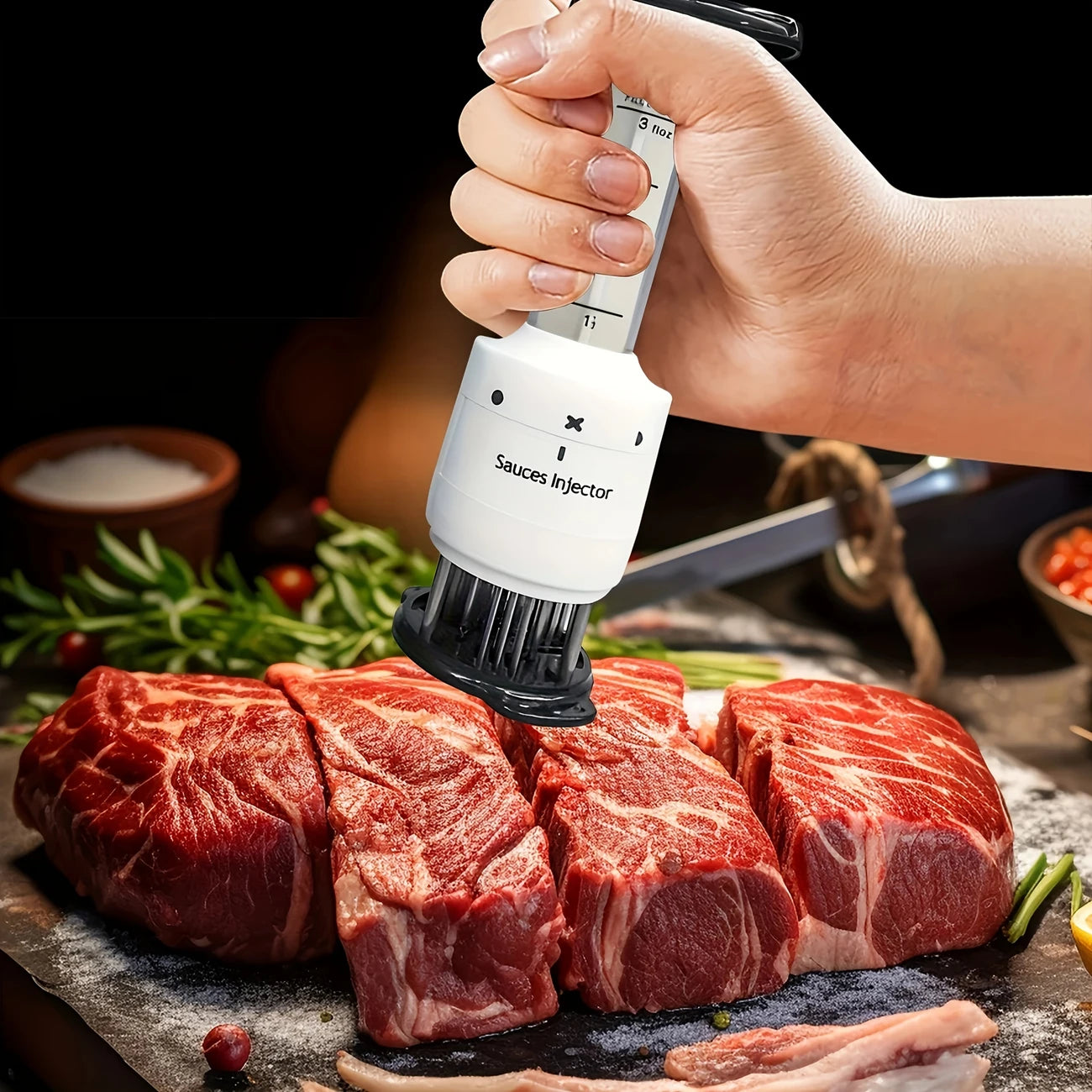 Iniettore per marinatura in acciaio inossidabile