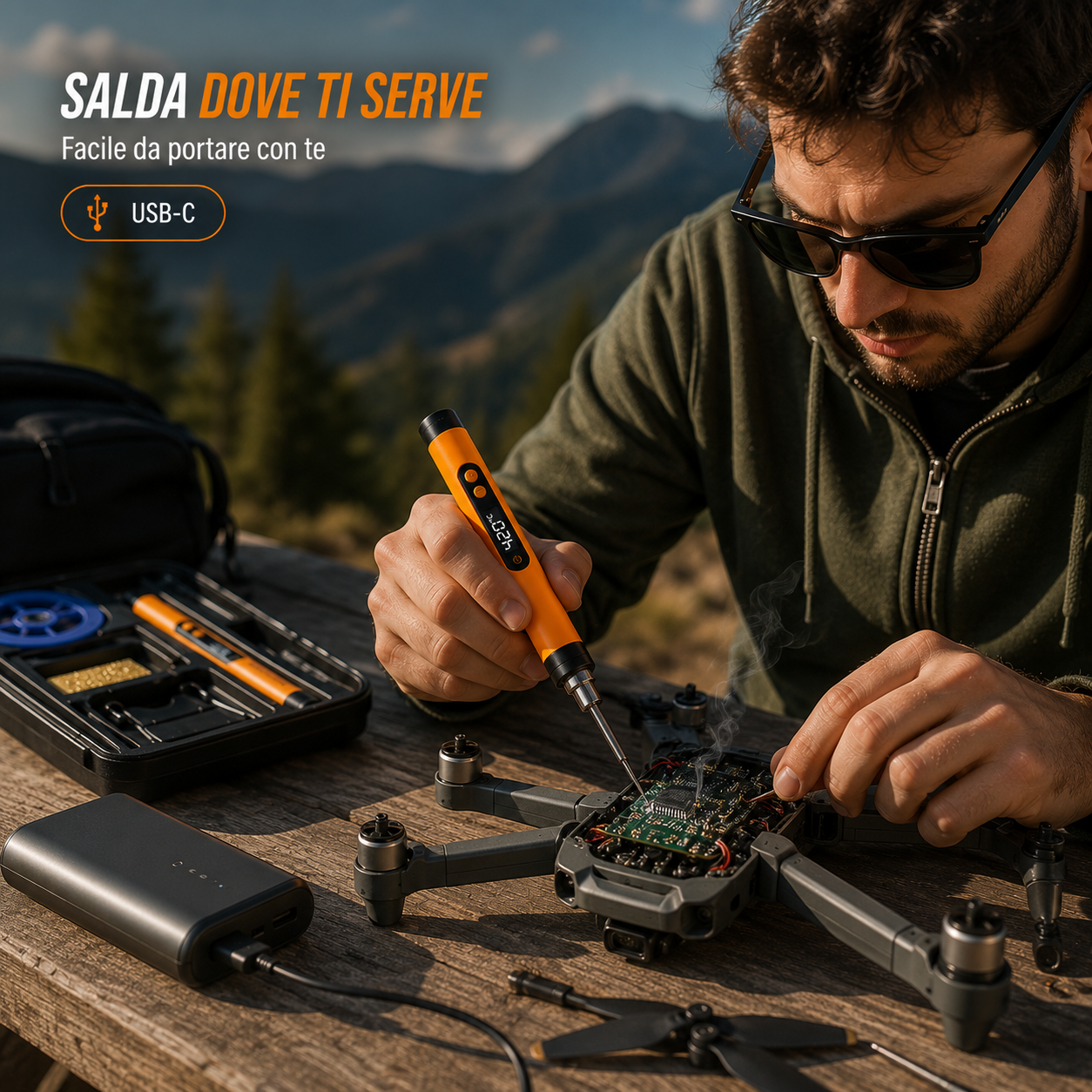 Kit Saldatore USB Ricaricabile con Display Digitale