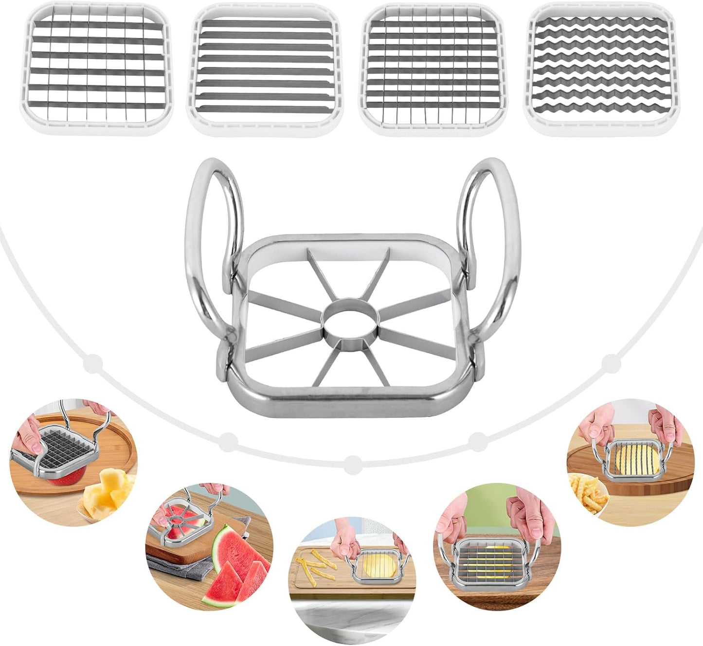 Tagliaverdure e frutta 5-in-1 in acciaio inox
