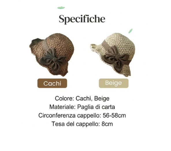 Cappello di paglia con fiocco retrò – Pieghevole & Traspirante per l’estate