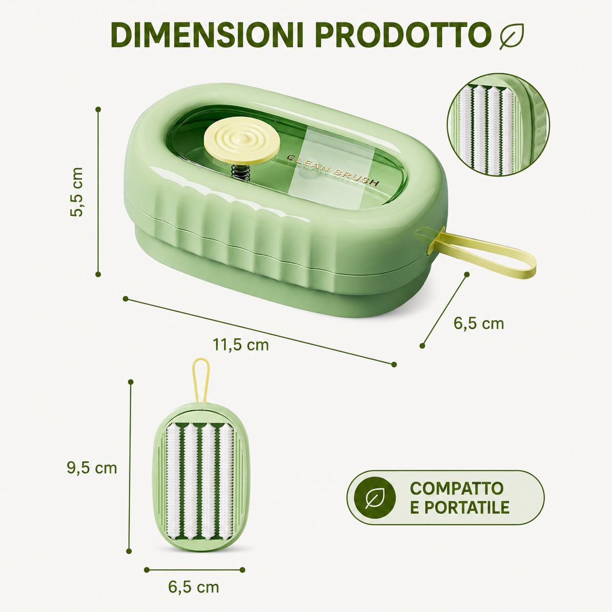 Spazzola Multifunzionale 2-in-1 con Dispenser di Sapone Integrato