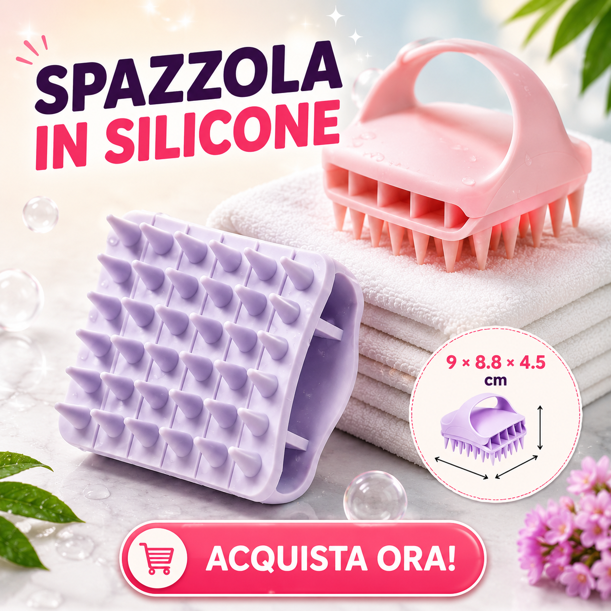 Spazzola Massaggiante in Silicone per Cuoio Capelluto