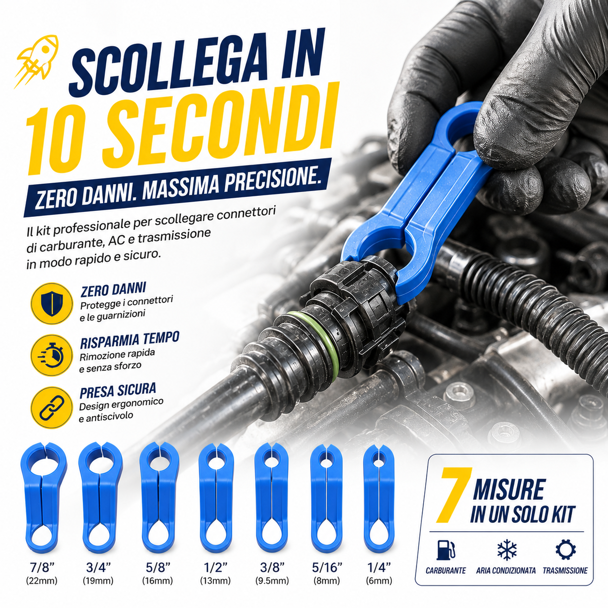 Kit Universale 7 Misure per Connettori Rapidi Auto