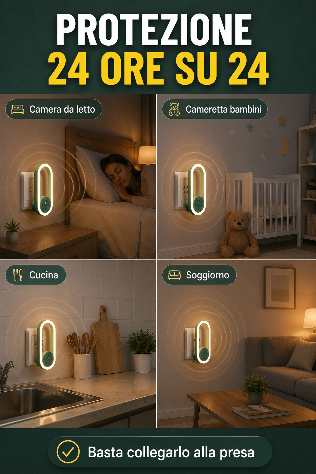 Lampada notturna intelligente a ultrasuoni scaccia-zanzare 🦟