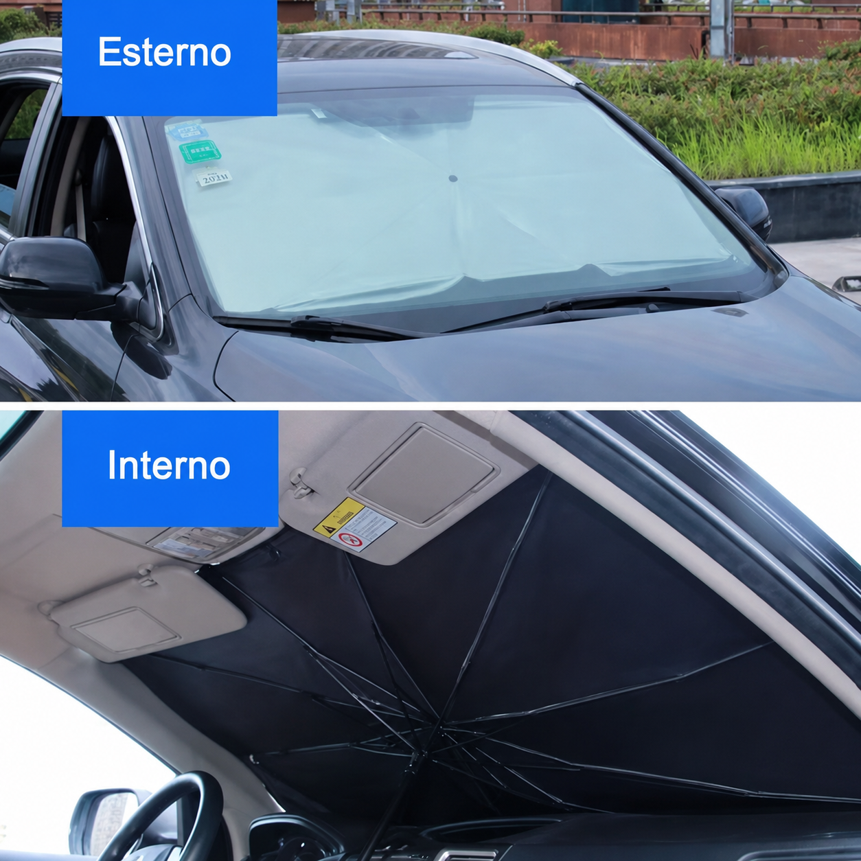 Parasole per parabrezza auto facile da riporre
