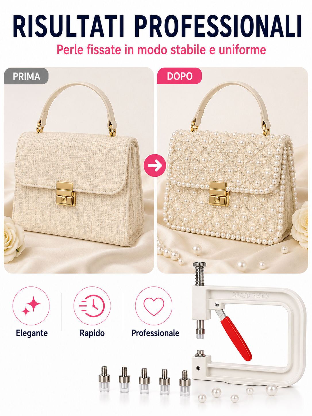 Pinza Applica Perle Manuale con 5 Misure (4-10 mm) 🦪