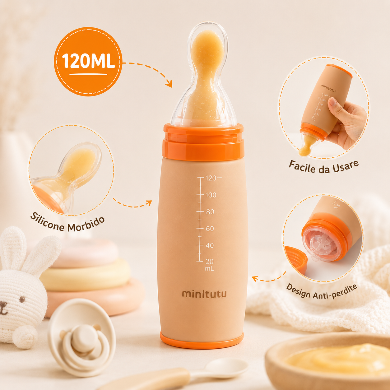 Biberon con cucchiaio in silicone 🍼