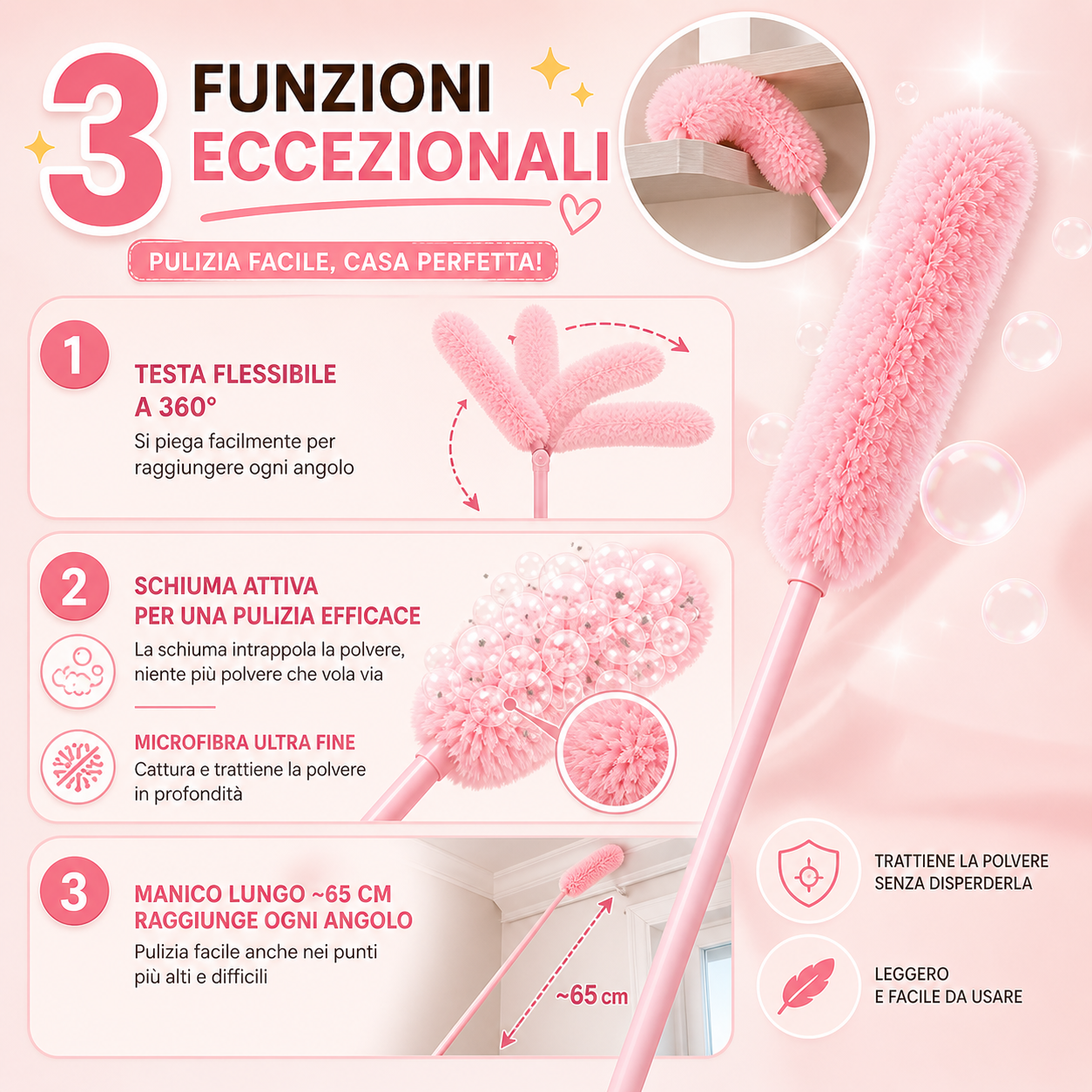 Scopa elettrostatica per la polvere
