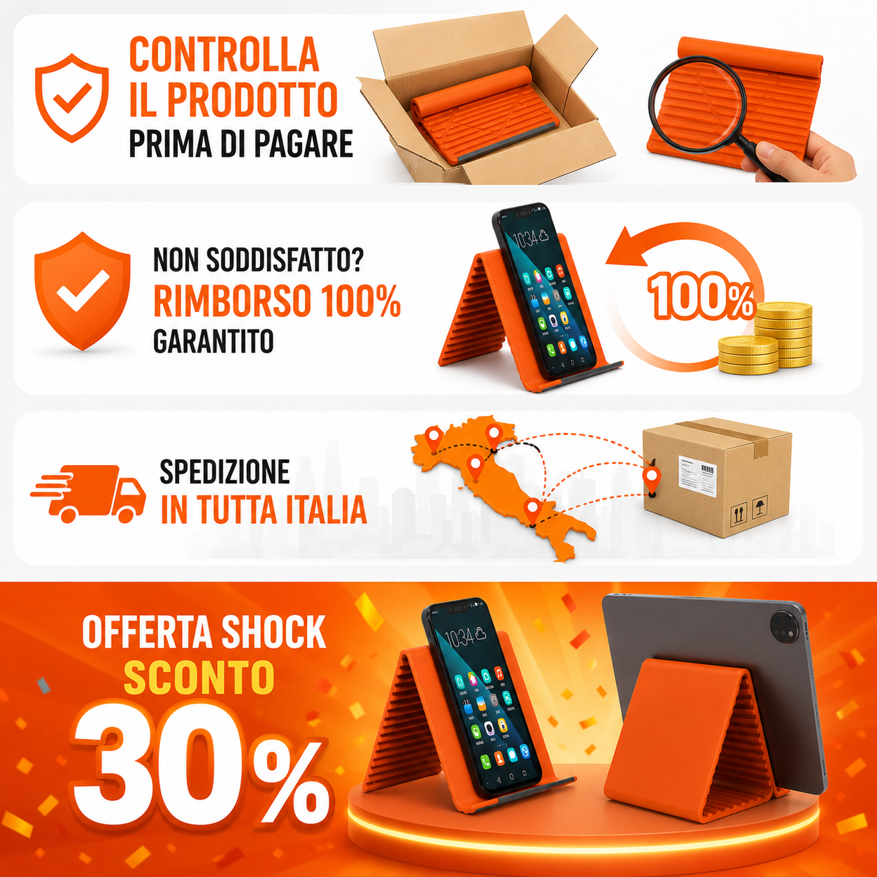 Tappetino in silicone opaco con anima in metallo flessibile