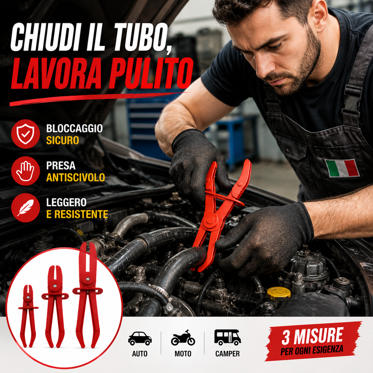Set di Pinze Blocca Tubi in Nylon – 3 Misure Professionali