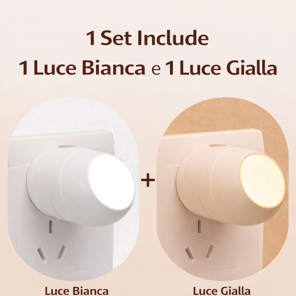 Luce Notturna LED con Sensore di Luce e Rotazione a 360°