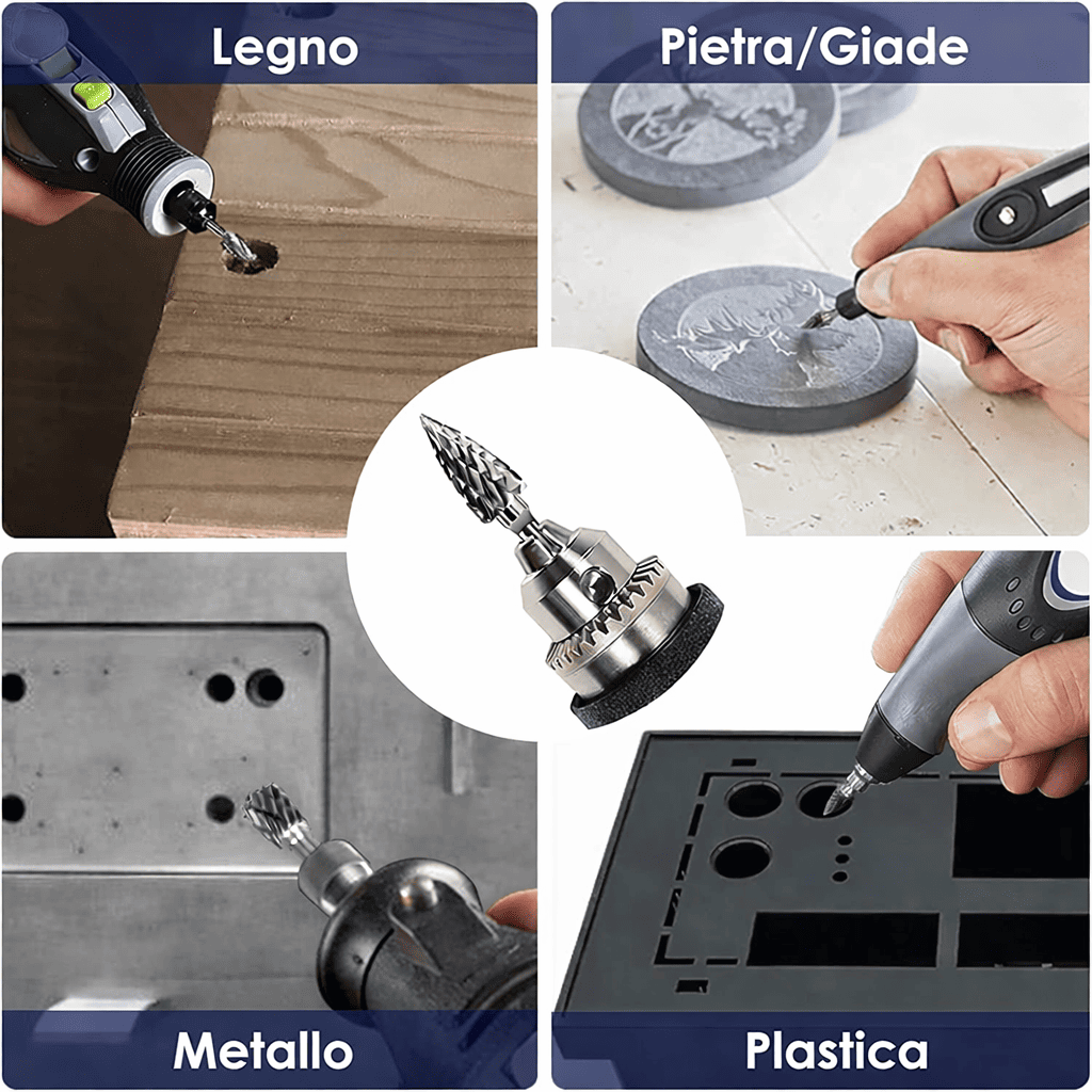 Set di frese rotative in carburo a doppio taglio