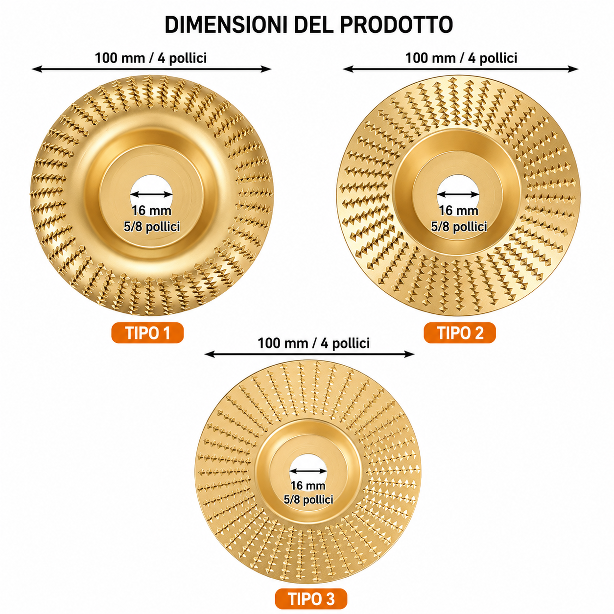 Disco Professionale per Scultura Levigatura e Sagomatura Legno
