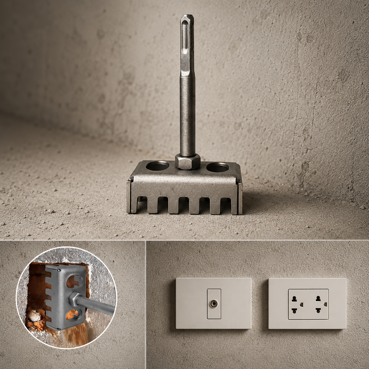 Fresa quadrata per foratura scatole elettriche da parete