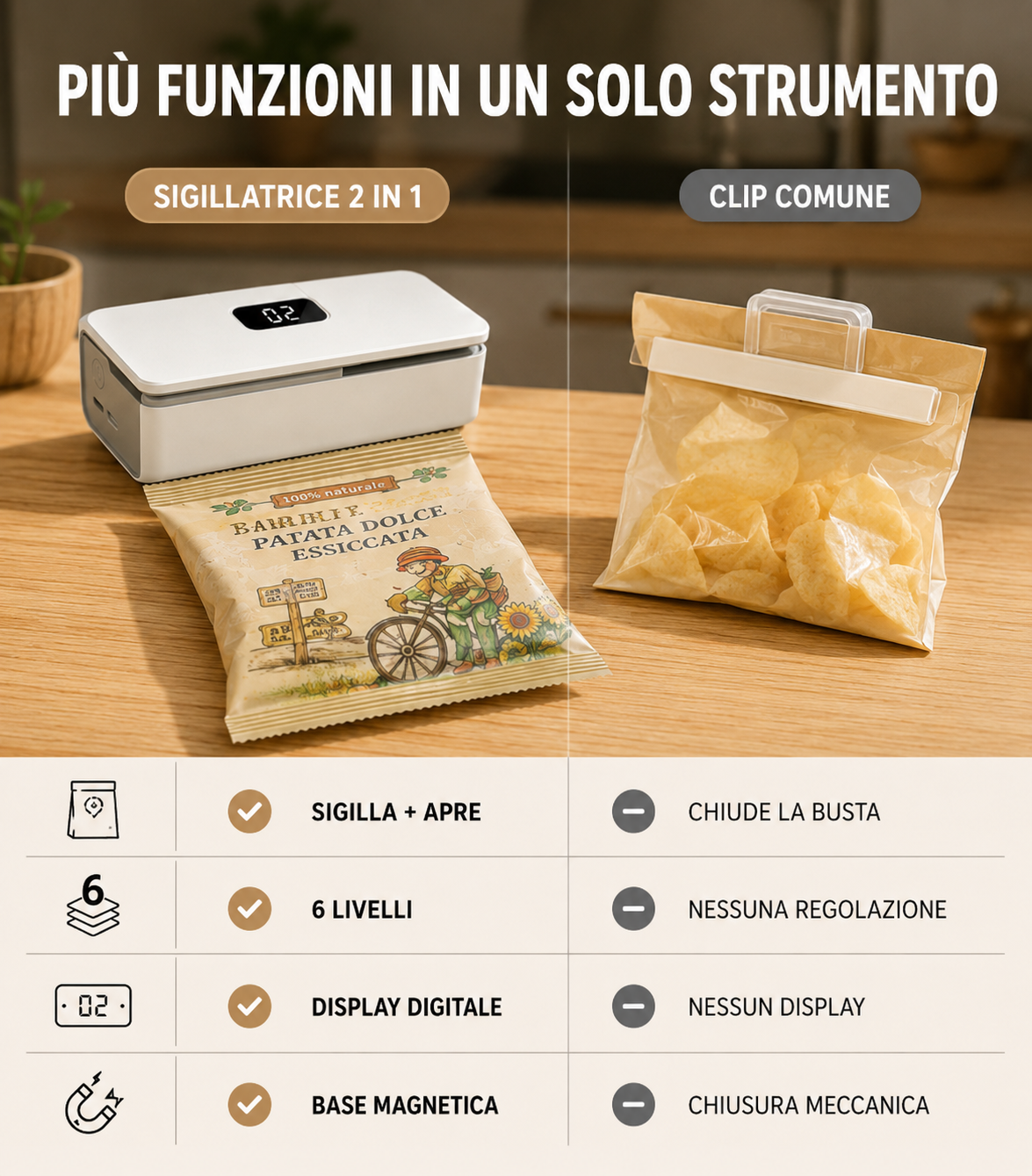Mini Sigillatrice Portatile Ricaricabile per Sacchetti