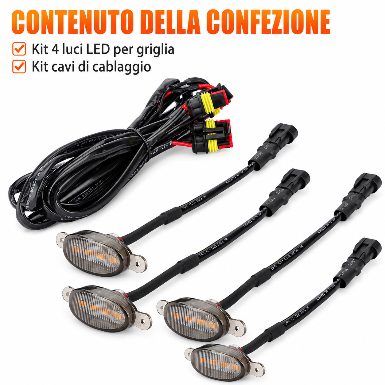Kit Luci LED Griglia AUTO MT 4 Pezzi Ambra
