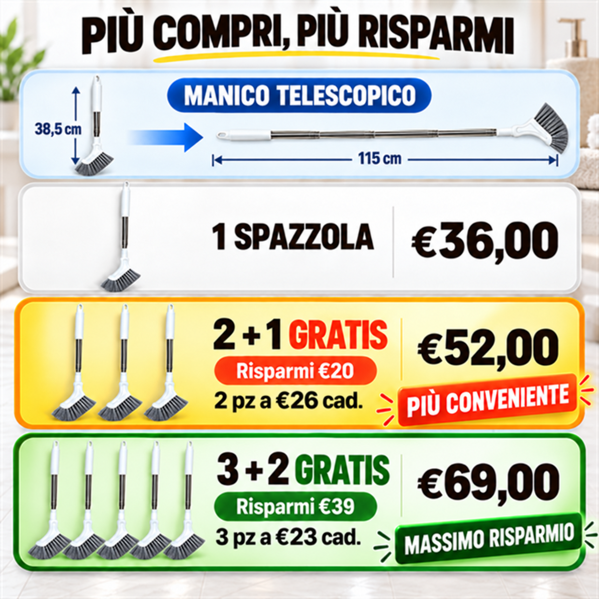 Spazzola Telescopica per Angoli e Fessure