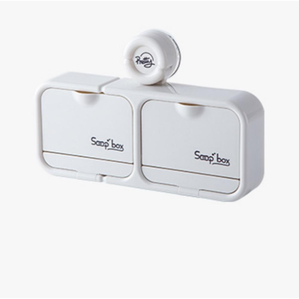 Portasapone da Parete con Ventosa e Coperchio Apribile