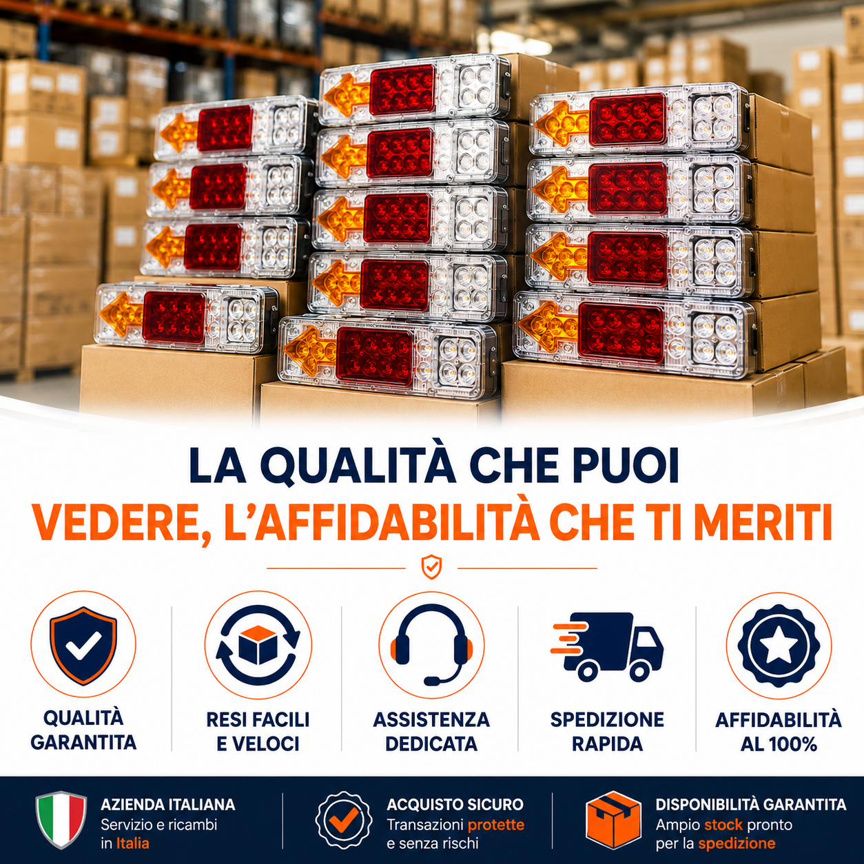 🚚 Fanale Posteriore LED Dinamico 12V-24V – Più Sicurezza per Rimorchi, Camper e Caravan