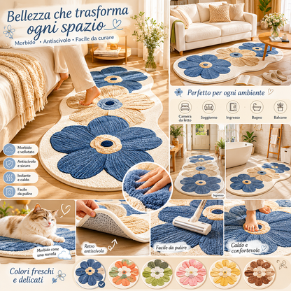 Tappeto Floreale Antiscivolo Effetto Cashmere
