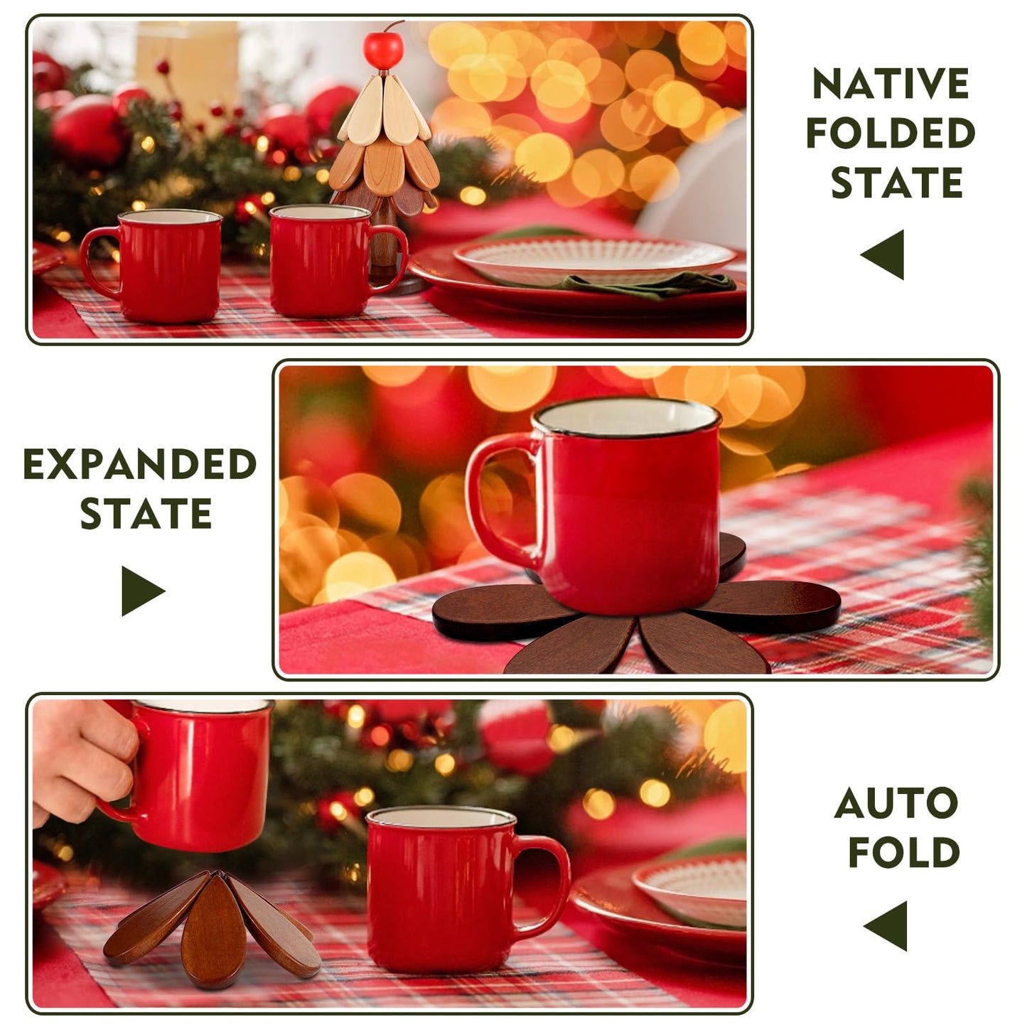 Sottopentola a forma di albero in legno naturale