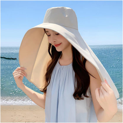 Cappello Da Donna Con Scialle Grande Per la Protezione Solare