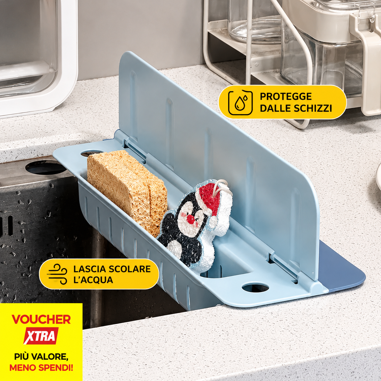 Barriera Antischizzi per Lavello con Portaoggetti 🛡️💧