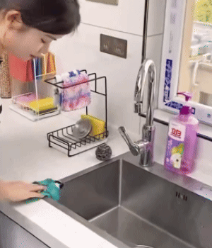 Portaspugna da lavello con porta strofinaccio