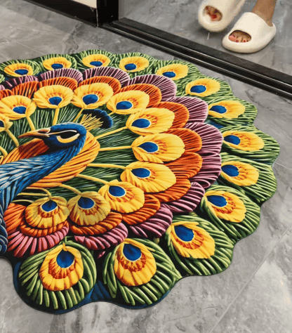 Tappeto Pavone 3D Antiscivolo 80×80 cm