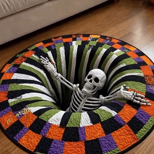 Tappeto Halloween 3D – Effetto Voragine con Scheletro