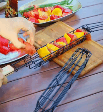 Cestello per Griglia BBQ con Manico in Legno