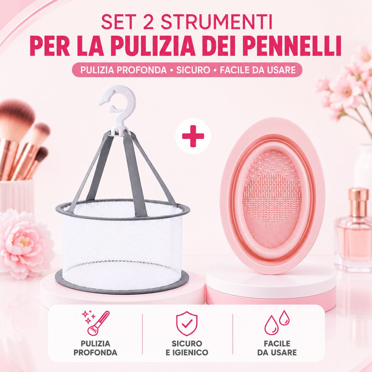 Kit per la Pulizia dei Pennelli Trucco