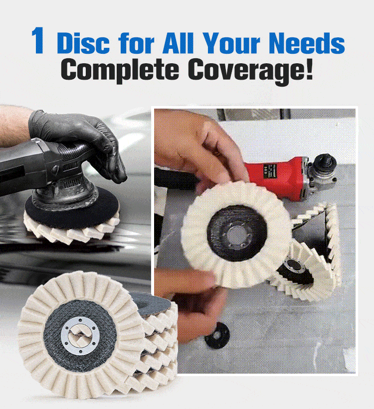 Disco di lucidatura a lamelle in feltro di lana