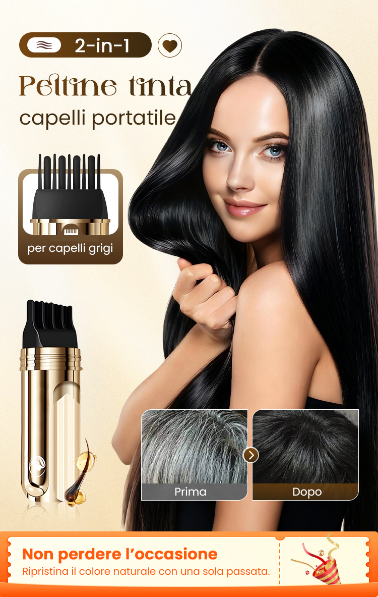 Pettine 2-in-1 per tingere i capelli grigi