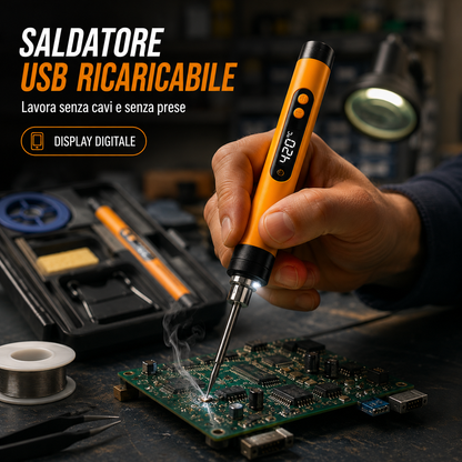 Kit Saldatore USB Ricaricabile con Display Digitale