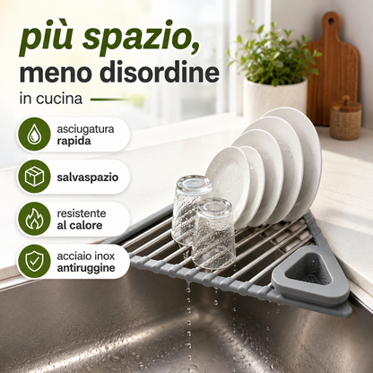 Scolapiatti Triangolare Pieghevole Salvaspazio