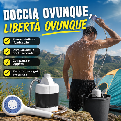🚿🏕️ Doccia Portatile Ricaricabile per Campeggio e Outdoor