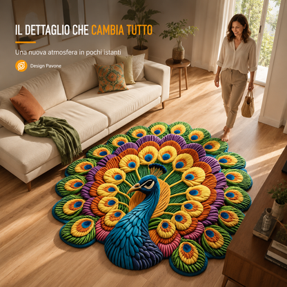 Tappeto Pavone 3D Antiscivolo Lavabile