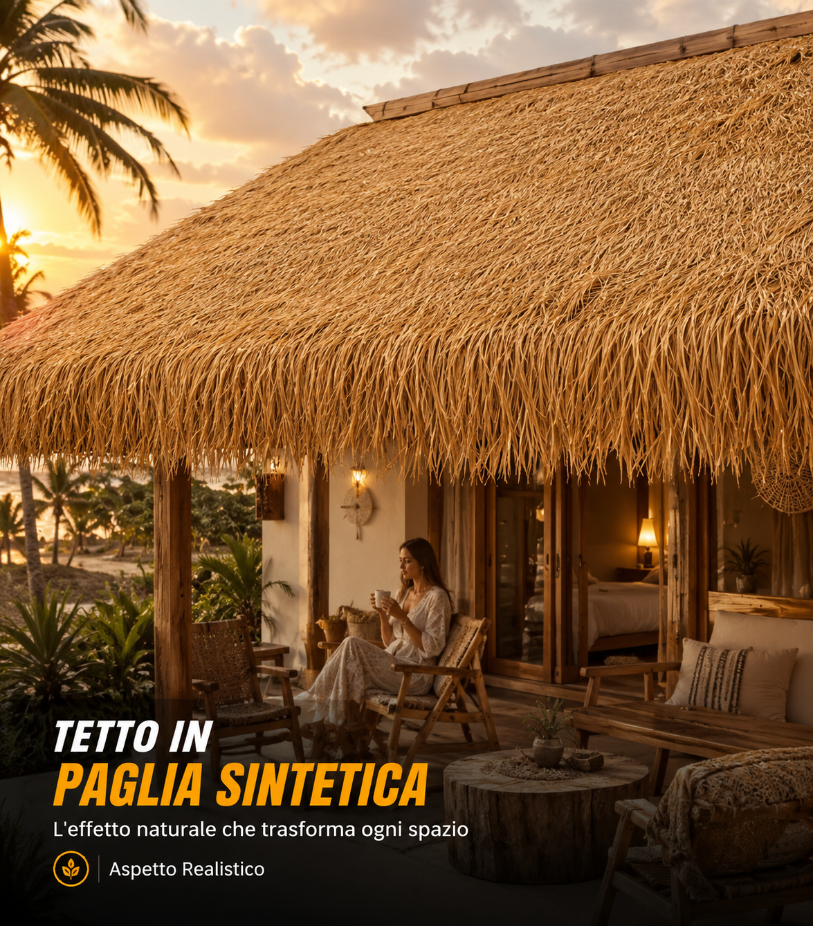 Tetto in Paglia Sintetica Realistica