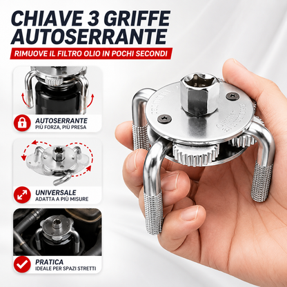 Chiave Professionale Rimuovi Filtro Olio 3 Griffe
