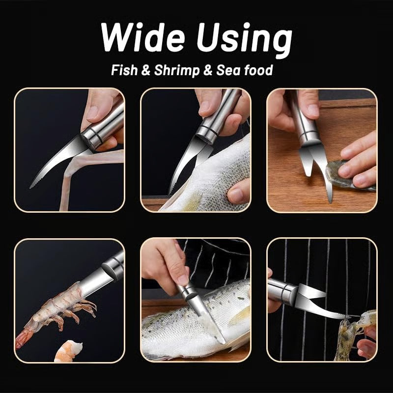 Strumento in Acciaio Inox per Pulire i Gamberi