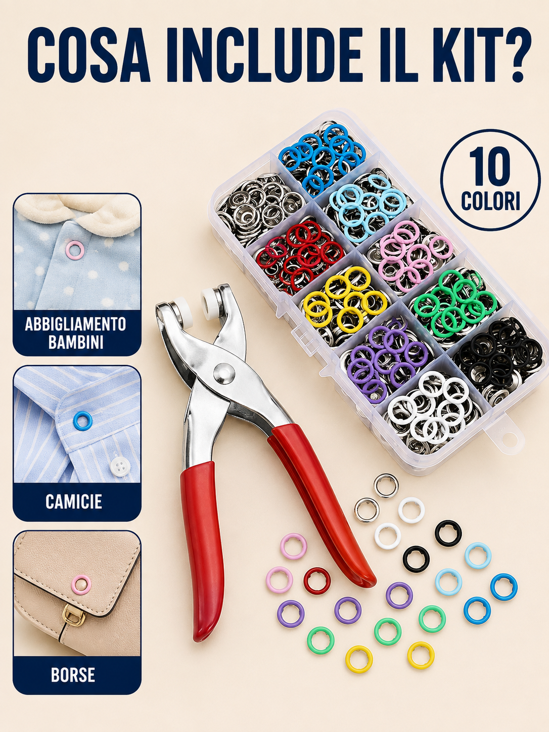 Kit di bottoni a pressione con pinza 🪡