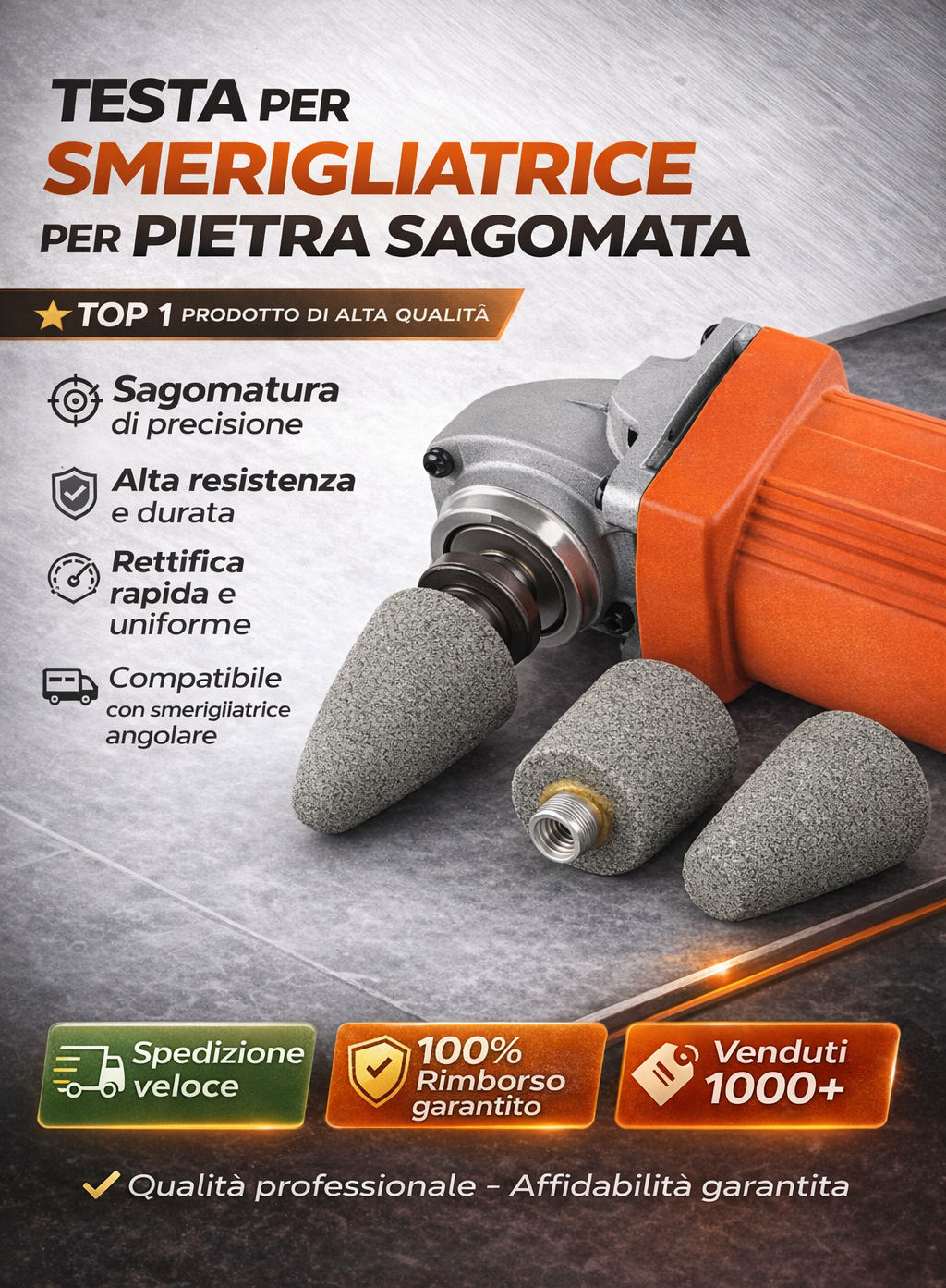 Testa per smerigliatrice per pietra sagomata