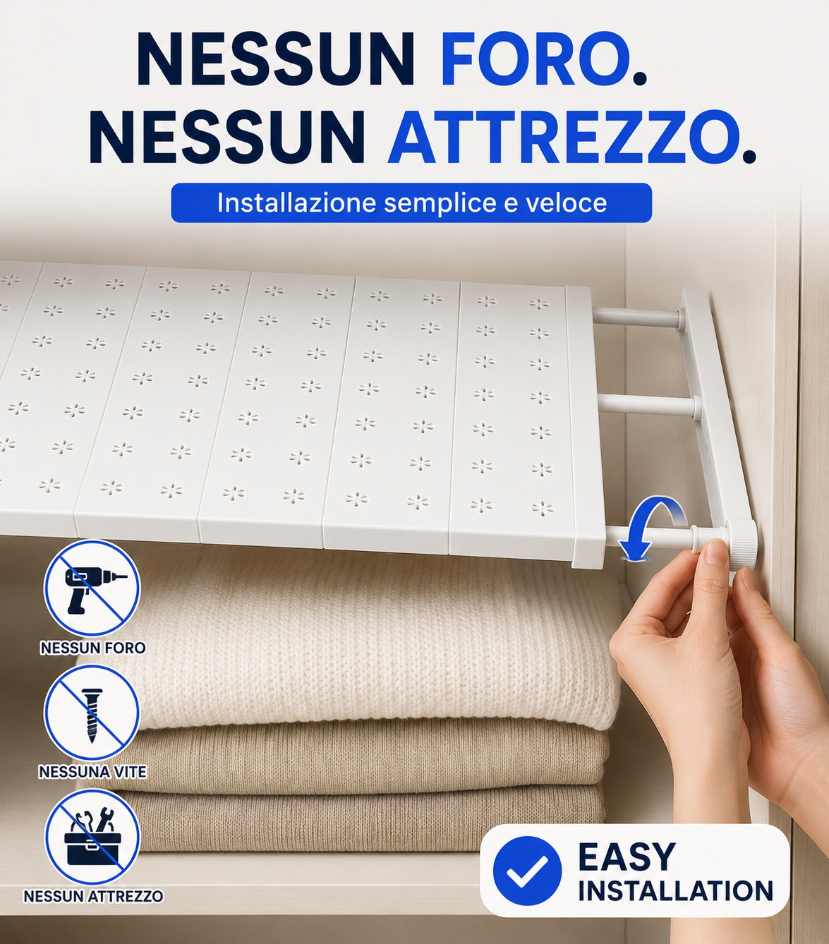 Mensola Estensibile Salvaspazio per Armadio